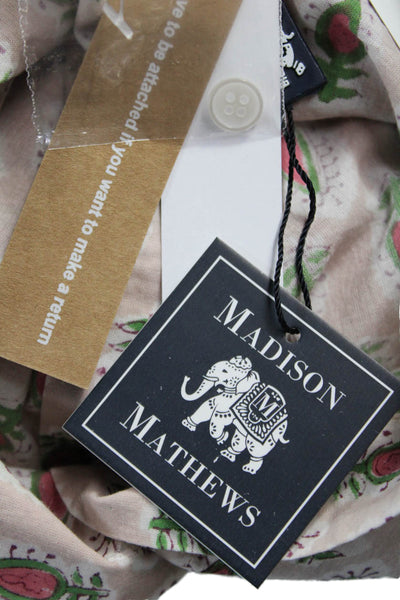 Madison Mathews Womens Tunic Beige Floral Cotton Longsleeve Size One Size