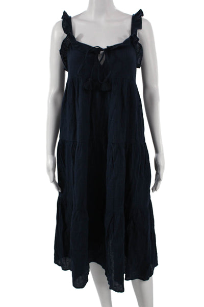 J Crew Womens Sundress Blue Cotton Sleeveless Knee Length Size 2XS