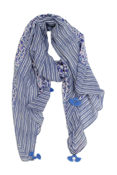 Vineyard Vines Womens Cotton Blend Abstract Scarf Purple Size 78X34"