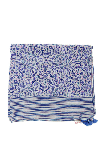 Vineyard Vines Womens Cotton Blend Abstract Scarf Purple Size 78X34"
