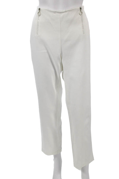 J. Mclaughlin Women Cropped Pants White Zip Cotton Size 12
