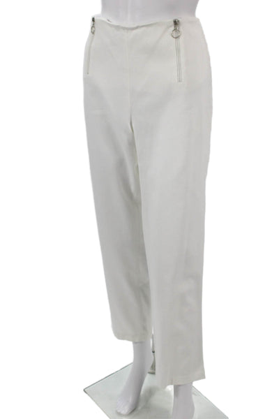 J. Mclaughlin Women Cropped Pants White Zip Cotton Size 12