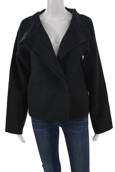 Parkchoonmoo Womens Black Wool Pea Coat Button Closure Size 40