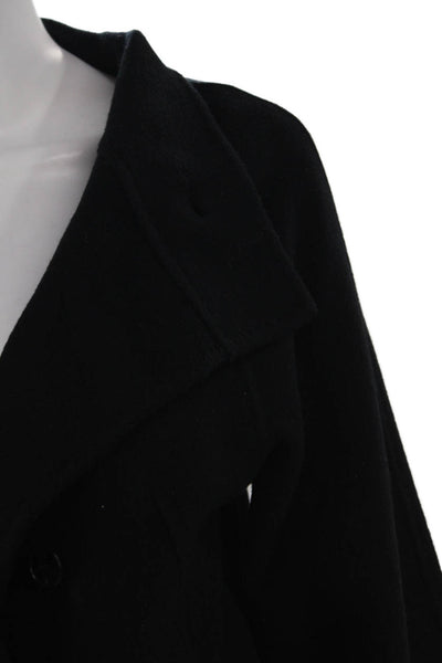 Parkchoonmoo Womens Black Wool Pea Coat Button Closure Size 40