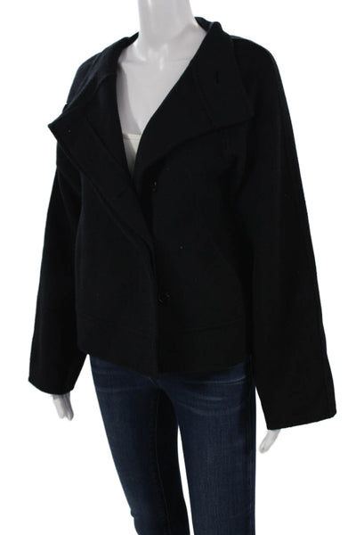 Parkchoonmoo Womens Black Wool Pea Coat Button Closure Size 40