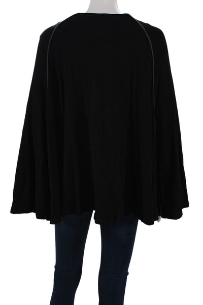 Capote Womens Black Bamboo Rayon VNeck Sleeveless Button Cape Solid Fall Size S