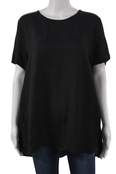 Cuyana Women Tunic Black Cupro Round Neck Short Sleeve Size M