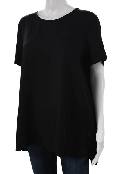 Cuyana Women Tunic Black Cupro Round Neck Short Sleeve Size M