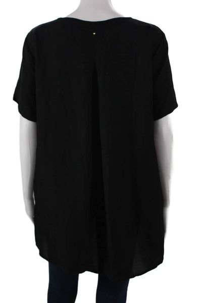 Cuyana Women Tunic Black Cupro Round Neck Short Sleeve Size M
