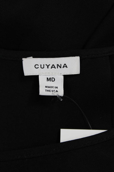 Cuyana Women Tunic Black Cupro Round Neck Short Sleeve Size M