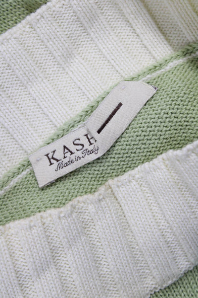 Kash Womens Pullover Sweater Green Cotton Boat Neck Long Sleeve Size 40