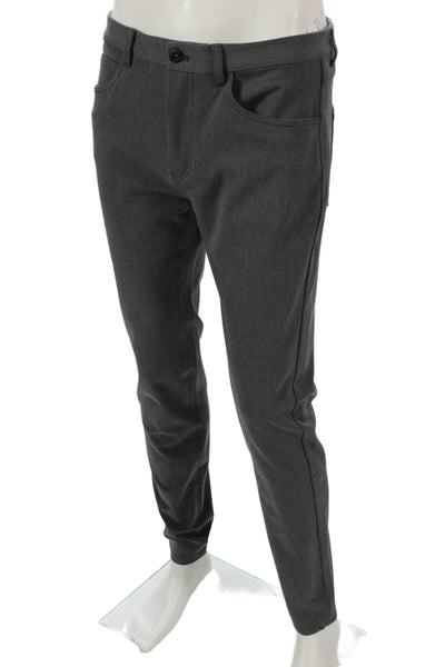 Zara Mens Chino Pants Gray Button Closure Polyester Size 32