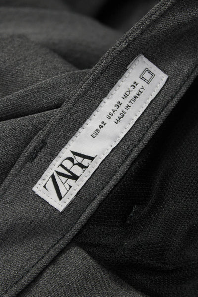 Zara Mens Chino Pants Gray Button Closure Polyester Size 32