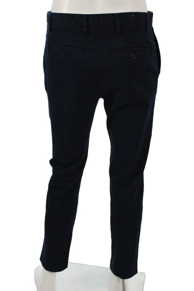 Zara Mens Blue Cotton Chino Pants Button Closure Size 32