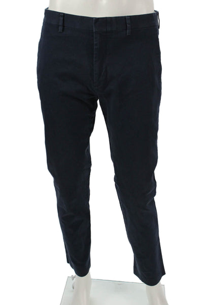 J Crew Mens Chino Pants Blue 98% Cotton Zip Inseam 30 Size 34