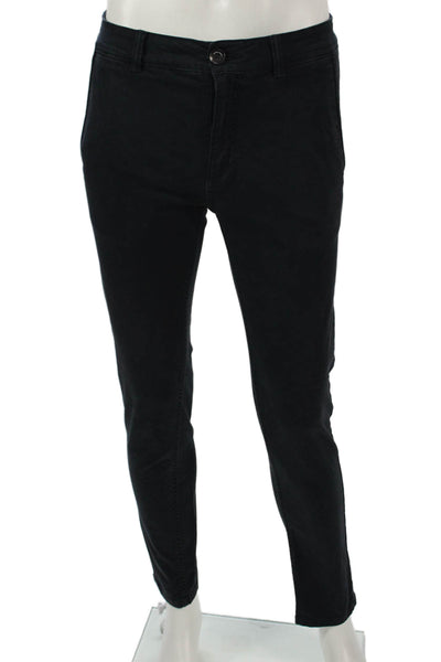 Zara Men Black Cotton Chinos Button Closure Size 30