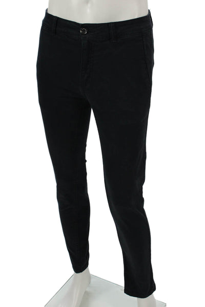 Zara Men Black Cotton Chinos Button Closure Size 30