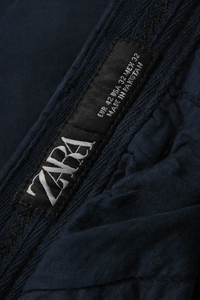 Zara Mens Blue Cotton Chino Pants Size 34