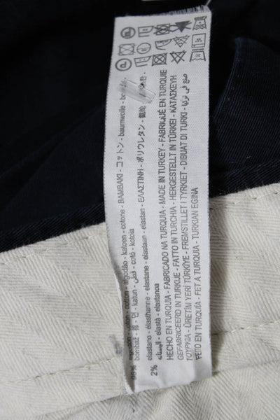Zara Mens Blue Chino Pants Button Closure 98% Cotton 2% Elastane Size 32