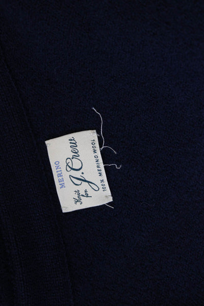 J Crew Mens Full Zip Merino Wool Collared Sweater Blue Size M