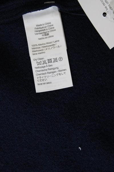 J Crew Mens Full Zip Merino Wool Collared Sweater Blue Size M