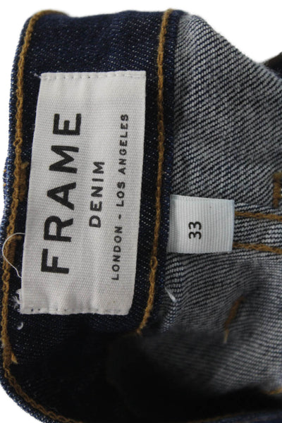 Frame Denim Womens Straight Jeans Blue Cotton Button Size 33