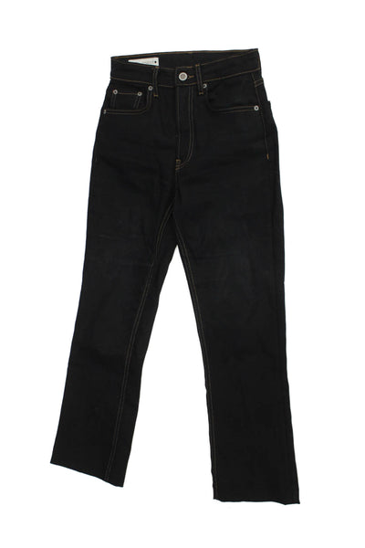 Zara Womens Straight High Rise Black Cotton Blend Jeans Size 0