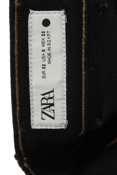 Zara Womens Straight High Rise Black Cotton Blend Jeans Size 0