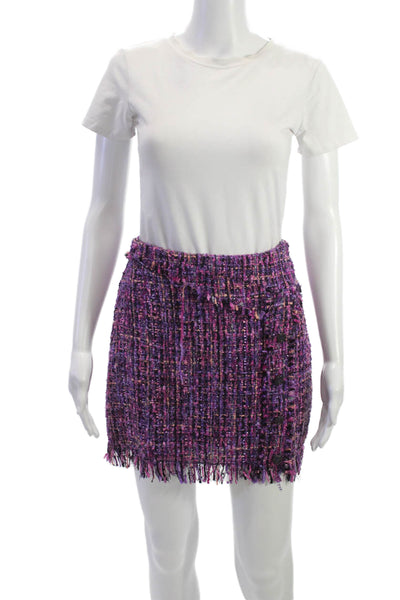 Zara Women Purple Straight Pencil Skirt Polyester Mini Zip Size XS