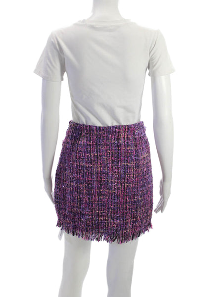 Zara Women Purple Straight Pencil Skirt Polyester Mini Zip Size XS