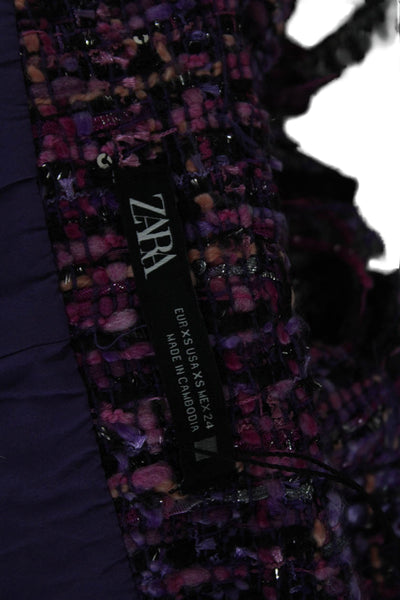 Zara Women Purple Straight Pencil Skirt Polyester Mini Zip Size XS