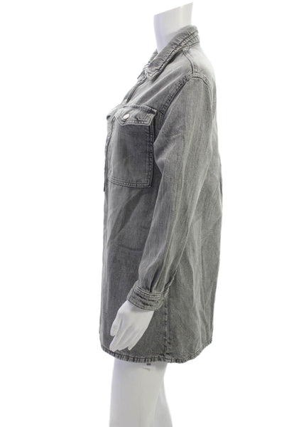 Zara Childrens Girls Denim Button Down Shirt Dress Black Size 13-14