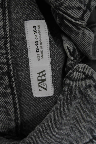 Zara Childrens Girls Denim Button Down Shirt Dress Black Size 13-14