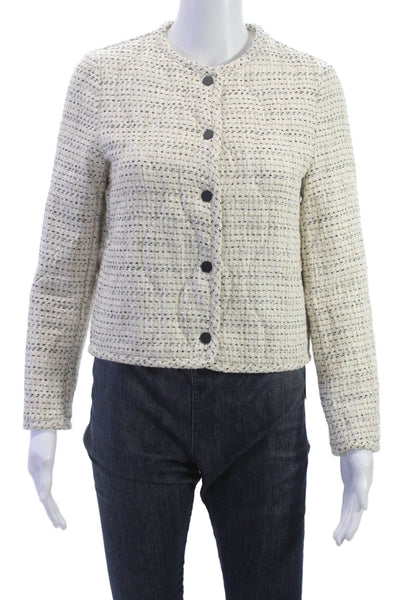 Zara Womens Quilted Tweed Cotton Button Long Sleeve Jacket Size XS