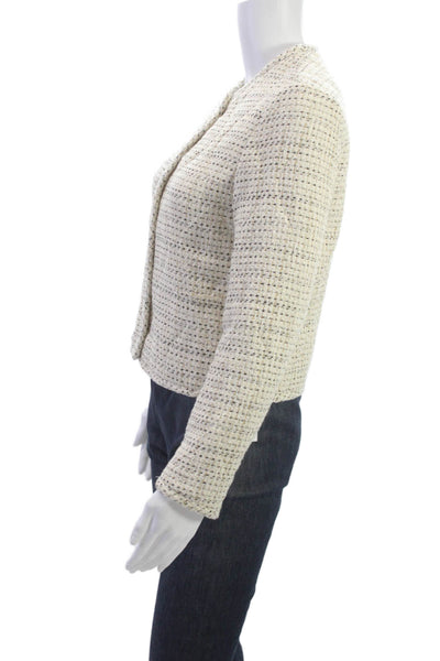 Zara Womens Quilted Tweed Cotton Button Long Sleeve Jacket Size XS