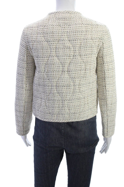 Zara Womens Quilted Tweed Cotton Button Long Sleeve Jacket Size XS