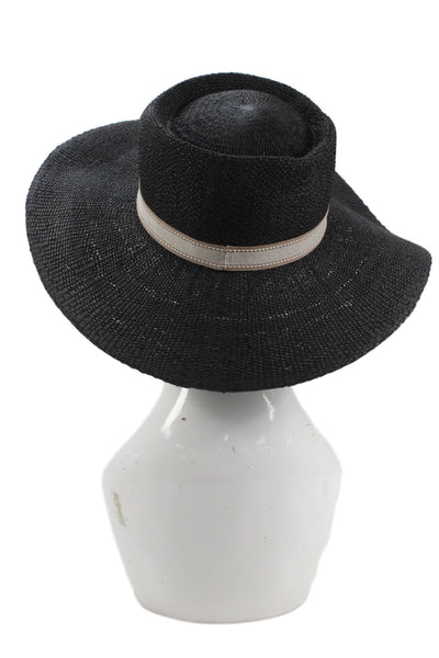 J Crew Womens Wide Brim Hat Black Size Small/Medium