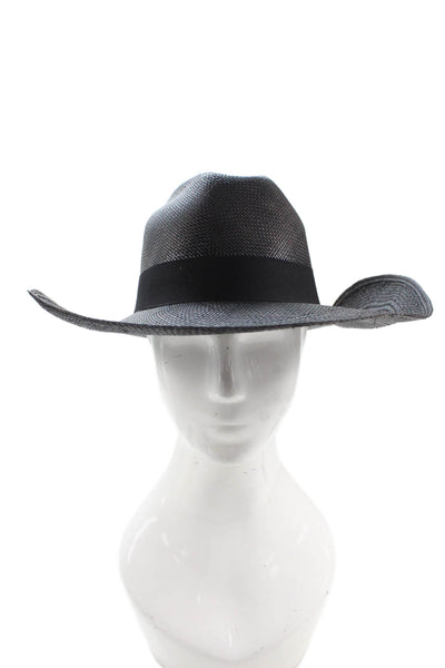 J Crew Womens Wide Brim Panama Hat Black Size Small/Medium