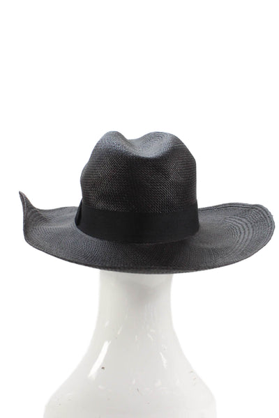J Crew Womens Wide Brim Panama Hat Black Size Small/Medium