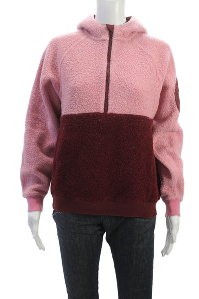 Outdoor Voices Womens Pullover Hoodie Pink Wool Colorblock Size S