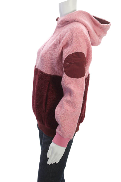 Outdoor Voices Womens Pullover Hoodie Pink Wool Colorblock Size S