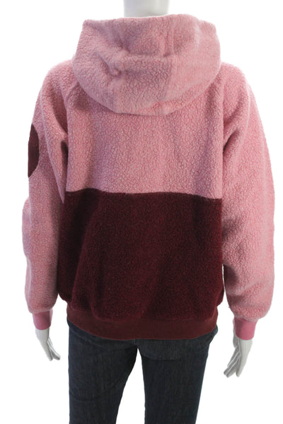 Outdoor Voices Womens Pullover Hoodie Pink Wool Colorblock Size S