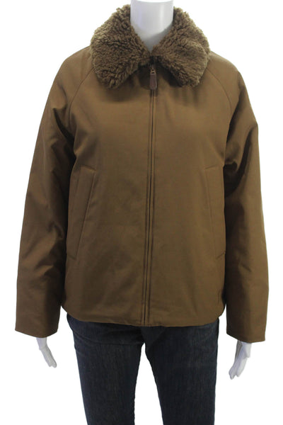 Uniqlo Womens Brown Puffer Jacket Polyester Zip Size 2XS