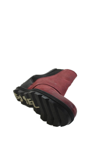 Sorel Womens Suede Stretch Inset Wedge Heel Ankle Boots Red Black Size 8
