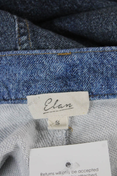 Elan Womens Wide Leg Blue Cotton Jeans Button Inseam 26 Size S