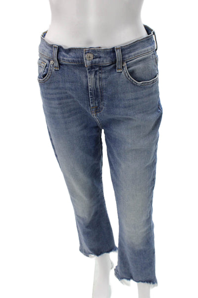 7 For All Mankind Womens Cropped High Rise Blue Jeans Size 28