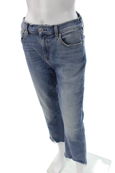 7 For All Mankind Womens Cropped High Rise Blue Jeans Size 28