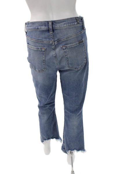 7 For All Mankind Womens Cropped High Rise Blue Jeans Size 28
