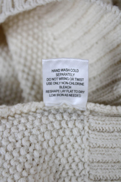 Central Park West Women Collared Pullover Sweater Ivory Short Sleeve Size XS