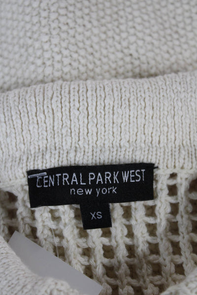 Central Park West Women Collared Pullover Sweater Ivory Short Sleeve Size XS